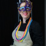 Me!  Dressed up for Mardi Gras during my themed cooking class