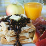 Hooray for Brunch!  – Fluffy Belgian Apple Waffles with Apple Cinnamon Pecan syrup